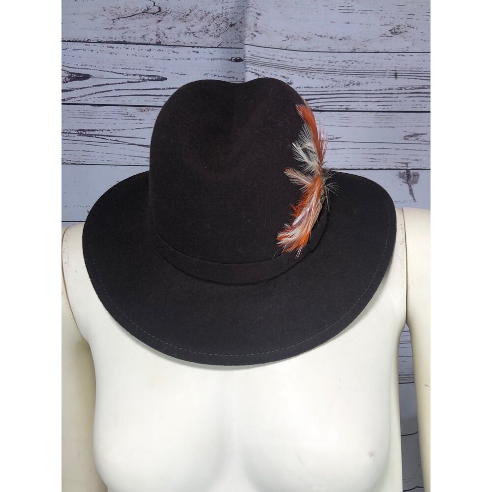 Vintage Doeskin Brown hat with Fall colored feathers - Picture 7 of 12